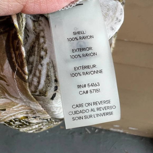 Calvin Klein Womens Dress Size 4 Green Brown Ruffle Tiered Modest Church Office - Picture 3 of 4